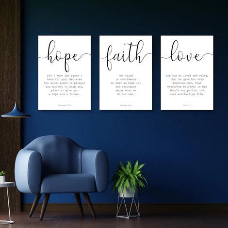 3 Piece Combo | Hope Faith Love - Canvas Galore